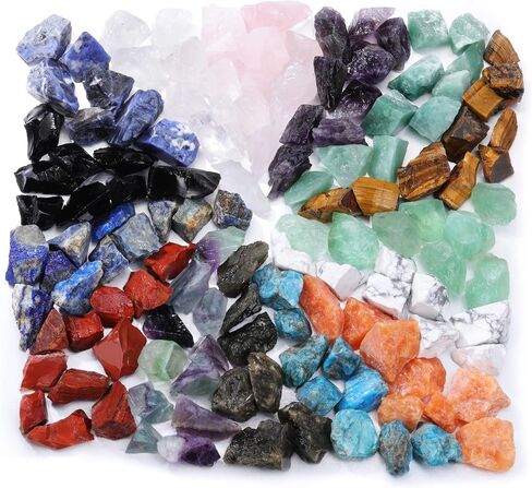 Jovivi 15 Assorted Natural Crystals Raw Rough Stones Bulk for Cabbing,Tumbling,Wicca, Reiki,Chakra Healing,Meditation,Home Indoor Decorations Christmas Day Gift in Kuwait