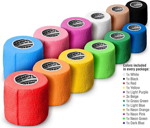 (14 حزمة) 2 × 15 قدم | غلاف ضمادة غير منسوجة ذاتية اللصق - غلاف ذاتي الالتصاق قابل للتنفس للحيوانات الأليفة - ضمادة رياضية مرنة متماسكة للإصابات الرياضية: التواء الكاحل والركبة والمعصم (قوس قزح) in Kuwait