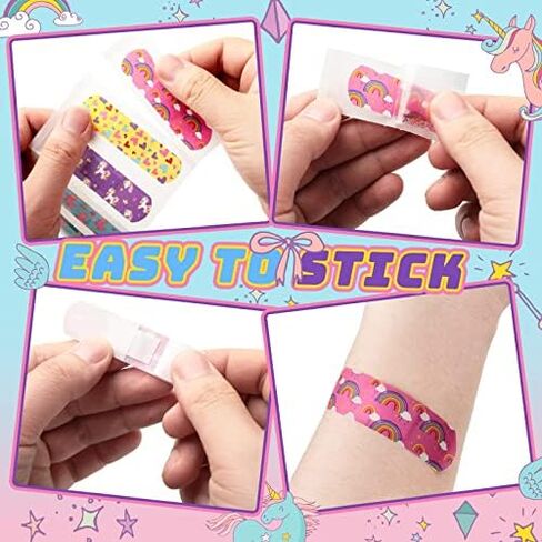 Tondiamo 200 Pieces Kids Bandages 5 Styles Unicorn Cartoon Adhesive Strips in Saudi Arabia