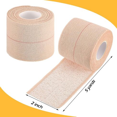 2 Rolls Adhesive Elastic Tape Bandage Tape Wrap Flexible Stretch Bandages for Sports Ankle, Knee and Wrist Sprains(Beige,1 Inch Wide) in Kuwait