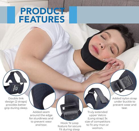 حزام ذقن ممتاز مضاد للشخير من سليب ليجندز لمستخدمي CPAP، وللحفاظ على الفم مغلقًا وجافًا! - حزام الذقن للحد من الشخير للرجال والنساء مع حزام جديد قابل للتعديل in Saudi Arabia