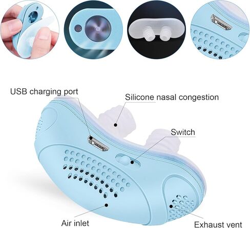 Anti Snoring Devices, Electric Snoring Solution for Men Women, Obvious Effect Mini Anti Snoring Sleep Aid, Double Eddy Current, Suitable for All Nose Shapes in Kuwait