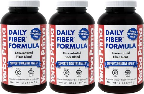Yerba Prima Daily Fiber Formula Powder - 12 oz (Pack of 3) - Soluble & Insoluble Dietary Fiber Supplement - Colon Cleanse - Vegan, Non-GMO, Gluten-Free in Saudi Arabia