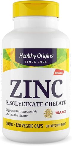 Healthy Origins Zinc Bisglycinate Chelate, 50 mg - Chelated Zinc for Immune Support, Cellular Health, & Eye Health - Skin, Hair & Nails Vitamin - Non-GMO & Gluten-Free Supplements - 120 Softgels in Saudi Arabia
