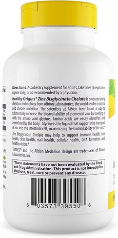 Healthy Origins Zinc Bisglycinate Chelate, 50 mg - Chelated Zinc for Immune Support, Cellular Health, & Eye Health - Skin, Hair & Nails Vitamin - Non-GMO & Gluten-Free Supplements - 120 Softgels in Saudi Arabia