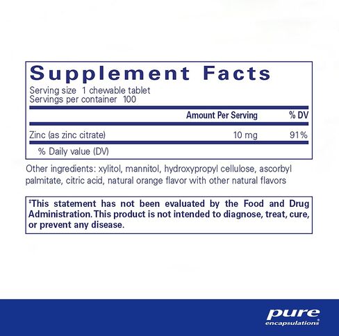 Pure Encapsulations Zinc Chewables | Supplement for Immune System Support, Growth and Development, and Wound Healing | 100 Chewable Tablets | Natural Orange Flavor in Saudi Arabia