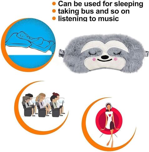 ULIFEMALL Cute Sloth Sleeping Mask, Soft Fluffy Plush Blindfold Funny Novelty Animal Sleep Mask Eye Cover Eyeshade for Kids Girls Boys Women Men Night Nap Travel Meditation in Kuwait