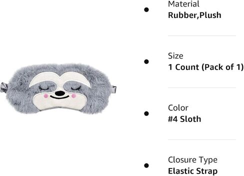 ULIFEMALL Cute Sloth Sleeping Mask, Soft Fluffy Plush Blindfold Funny Novelty Animal Sleep Mask Eye Cover Eyeshade for Kids Girls Boys Women Men Night Nap Travel Meditation in Kuwait
