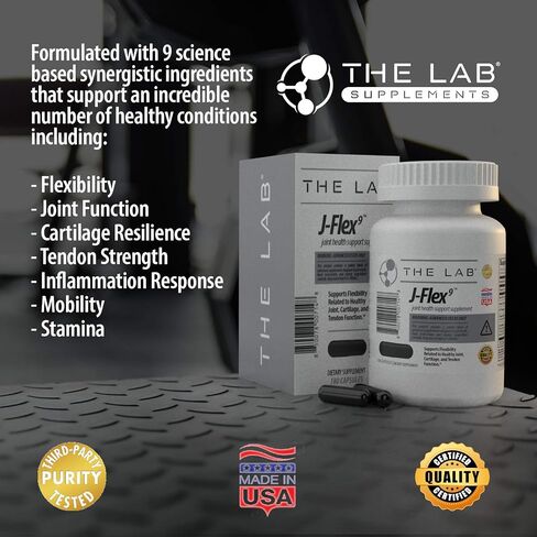 J-FLEX9 Advanced Joint Health Supplement + Cartilage Support & Tendon Function | Synergy of 9 Ingredients Including Chondroitin, Glucosamine, MSM, Curcumin, Boswellia Serrata, Collagen. Made in USA. in Saudi Arabia