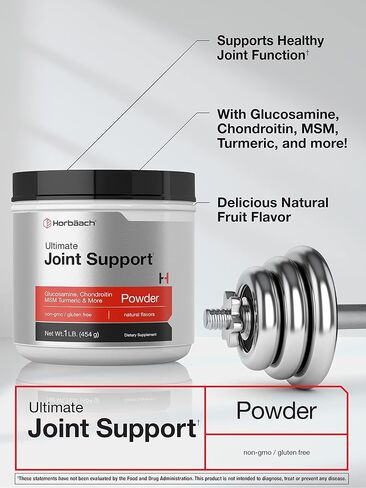 Ultimate Joint Support Powder 1 lb | Glucosamine, Chondroitin, MSM & Turmeric | Triple Action Support Supplement for Men and Women | Non-GMO, Gluten Free | by Horbaach in Saudi Arabia
