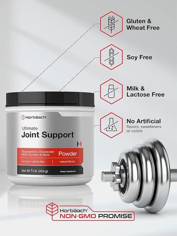 Ultimate Joint Support Powder 1 lb | Glucosamine, Chondroitin, MSM & Turmeric | Triple Action Support Supplement for Men and Women | Non-GMO, Gluten Free | by Horbaach in Saudi Arabia