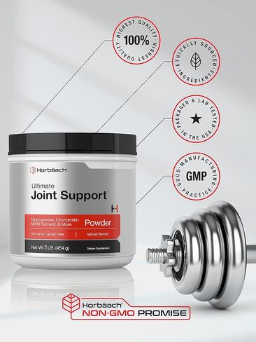 Ultimate Joint Support Powder 1 lb | Glucosamine, Chondroitin, MSM & Turmeric | Triple Action Support Supplement for Men and Women | Non-GMO, Gluten Free | by Horbaach in Saudi Arabia