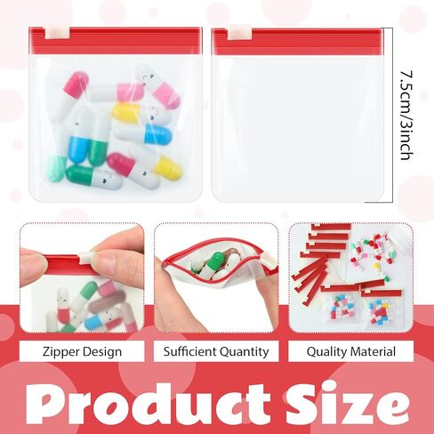 24 Pieces Pill Pouch Bags Zippered Pill Pouch Set Reusable Translucent Medicine Organizer Self Sealing Medicine Bag Travel Plastic Pill Bags with Slide Lock Pill Baggies for Pills Storage (Black) in Saudi Arabia