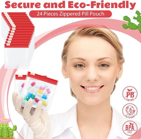 24 Pieces Pill Pouch Bags Zippered Pill Pouch Set Reusable Translucent Medicine Organizer Self Sealing Medicine Bag Travel Plastic Pill Bags with Slide Lock Pill Baggies for Pills Storage (Black) in Saudi Arabia