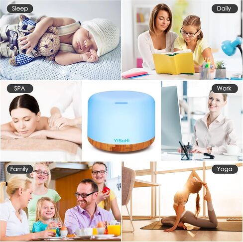 موزع YiSoHi سعة 1000 مل مع جهاز تحكم عن بعد بخاصية إطلاق الروائح العلاجية، مرطب رذاذ بارد مع تصميم كتم الصوت وإغلاق ذاتي عند نفاذ المياه لغرفة المكتب والمعيشة in Kuwait