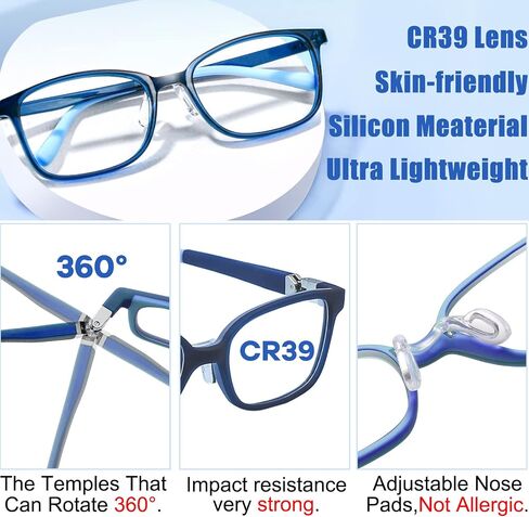 SHEEN KELLY Kids Blue Light Blocking Glasses Computer Video Gaming Eyewear 360° Hinges Spin Silicone Frame CR39 Resin Lens in Saudi Arabia