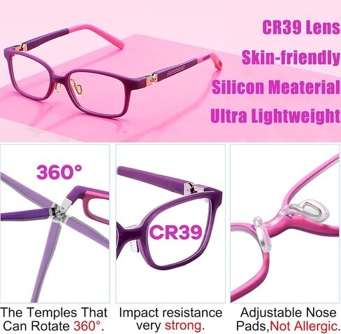 SHEEN KELLY Kids Blue Light Blocking Glasses Computer Video Gaming Eyewear 360° Hinges Spin Silicone Frame CR39 Resin Lens in Saudi Arabia