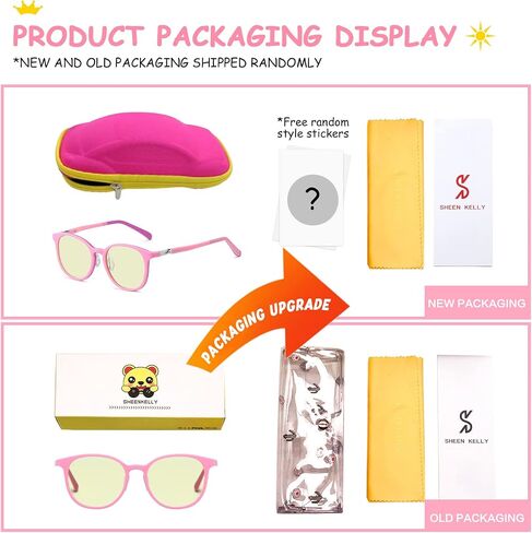 SHEEN KELLY Kids Blue Light Blocking Glasses Computer Video Gaming Eyewear 360° Hinges Spin Silicone Frame CR39 Resin Lens in Saudi Arabia