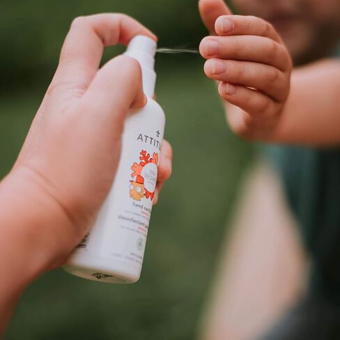 ATTITUDE Hand Sanitizer Spray for Kids, Perfect Travel Size Format, Kills Bacteria and Germs, Vegan and Cruelty-Free, Mango, 3.5 Fl Oz in Saudi Arabia