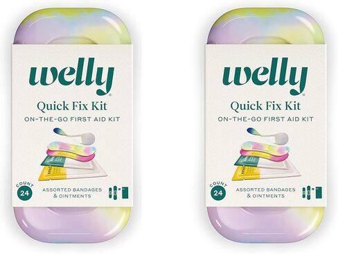 Welly Quick Fix Colorwash, On The Go First Aid Kit, Assorted Bandages, Ointments, and Hand Sanitizer, Tie Dye Patterns, 2 Pack in Kuwait