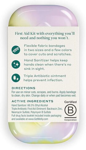 Welly Quick Fix Colorwash, On The Go First Aid Kit, Assorted Bandages, Ointments, and Hand Sanitizer, Tie Dye Patterns, 2 Pack in Kuwait