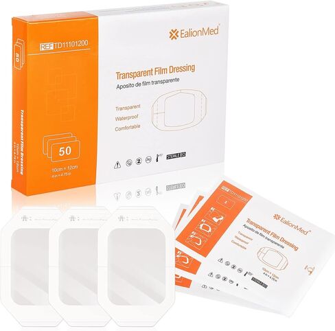 Transparent Film Dressing, Tattoo Aftercare Bandage, Shower Shield Water Barrier, PICC Catheter Shower Cover Protector, Waterproof Adhesive Wound Patch, 6''x8'', 10Pack by EalionMed in Kuwait