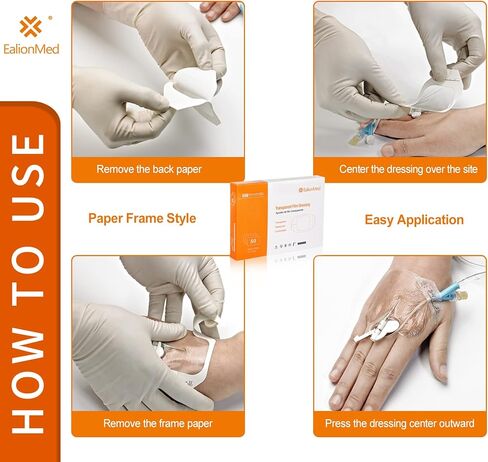 Transparent Film Dressing, Tattoo Aftercare Bandage, Shower Shield Water Barrier, PICC Catheter Shower Cover Protector, Waterproof Adhesive Wound Patch, 6''x8'', 10Pack by EalionMed in Kuwait