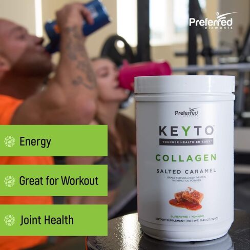 Keto Collagen Protein Powder with MCT Oil – Keto and Paleo Friendly Grass Fed and Pasture Raised Hydrolyzed Collagen Peptides – Fits Low Carb Diet and Keto Snacks – KEYTO Chocolate Flavor in Kuwait