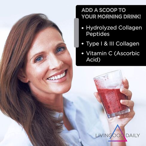 Livingood Daily Chocolate Collagen Powder - Hydrolyzed Collagen Peptides Powder Plus Vitamin C - Complete Protein with 20 Amino Acids - Type I & III, Grass-Fed, Keto, Paleo - 30 Servings, 12.3oz in Saudi Arabia