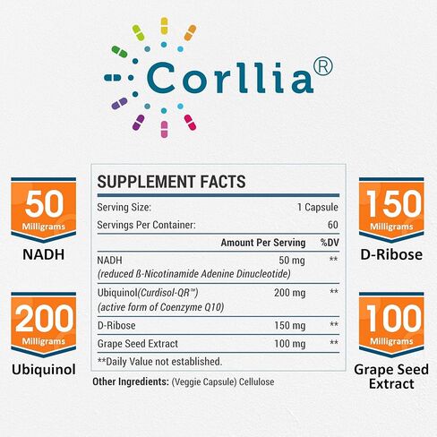 NADH + CoQ10 + D-Ribose Supplement, Enhance NAD+ Supplement for Energy, Fatigue, 60 Capsules in Saudi Arabia