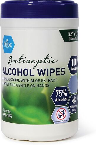 Medpride Hand Wipes With 75% Alcohol [100 Pack] – Gentle Sanitizing Wet Wipes - Cleaning Sanitizer Wipes With Aloe Vera - Disposable Moisturizing Personal Wipes- 5.5'' x 7.8'' in Saudi Arabia