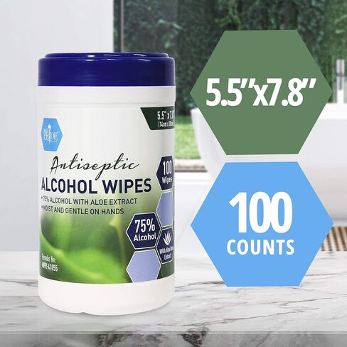 Medpride Hand Wipes With 75% Alcohol [100 Pack] – Gentle Sanitizing Wet Wipes - Cleaning Sanitizer Wipes With Aloe Vera - Disposable Moisturizing Personal Wipes- 5.5'' x 7.8'' in Saudi Arabia