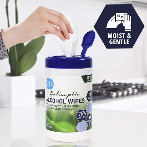 Medpride Hand Wipes With 75% Alcohol [100 Pack] – Gentle Sanitizing Wet Wipes - Cleaning Sanitizer Wipes With Aloe Vera - Disposable Moisturizing Personal Wipes- 5.5'' x 7.8'' in Saudi Arabia
