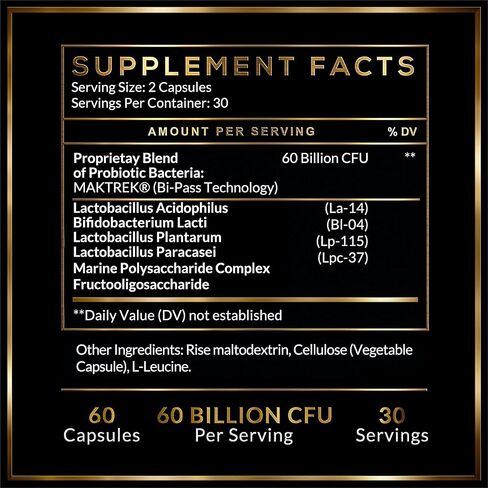 هيليكس برايم البروبيوتيك والبريبايوتكس للنساء أو الرجال البروبيوتيك 60BN CFU Lactobacillus Acidophilus Bifidobacterium Lactis صنع في الولايات المتحدة الأمريكية in Kuwait