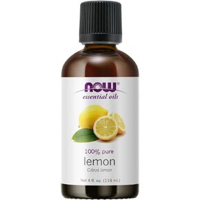 NOW Essential Oils, Lemon Oil, Cheerful Aromatherapy Scent, Cold Pressed, 100% Pure, Vegan, Child Resistant Cap, 1-Ounce