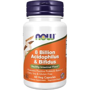 NOW Supplements, 8 Billion Acidophilus & Bifidus, Dairy, Soy and Gluten Free, Strain Verified, 120 Veg Capsules