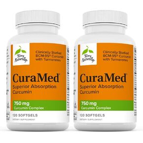 Terry Naturally CuraMed 750 mg Curcumin Complex - 30 Softgels, Pack of 2 - Superior Absorption BCM-95 - Non-GMO, Gluten Free, Halal - 60 Total Servings in Saudi Arabia