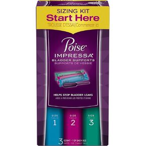 Poise Impressa Incontinence Bladder Supports for Bladder Control Sizing Kit, 3 Count, Packaging May Vary