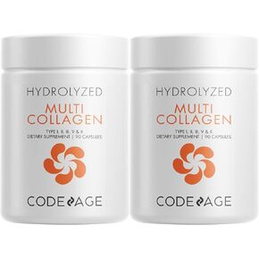 Codeage Multi Collagen Peptides Protein Capsules, 5 Collagen Types, Grass-Fed Hydrolyzed Collagen Pills Supplement, Ashwagandha, Amla Berry, Bone Broth, Joint, Skin, Hair, Nails Support, 90 Count