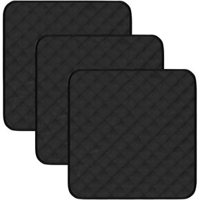 Waterproof Incontinence Chair Pads Absorbent Seat Protector Pads for Adults Washable Reusable Underpad Incontinence Seat Cover for Bed Wheelchair Ultra Soft 4-Layer 21"X22" 3 Pack Black