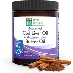 Green Pasture Fermented Cod Liver Oil and Concentrated Butter Oil - Cinnamon- Omega Fatty Acids - MSC Certified - Vitamins A & D in Kuwait