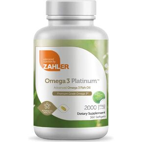 Zahler Omega 3 Fish Oil - Omega 3 Supplements with Omega 3 Fatty Acids, 600 mg EPA and 400 mg DHA - Omega3 Fish Oil Supplements Derived from Kosher Tuna - Supports Brain & Heart Health (90 Softgels) in Kuwait