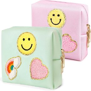 2 Pack Period Bag, PU Leather Sanitary Napkin Storage Bag for Feminine Pads Liners Tampons and Reusable Pads,Functional Sanitary Pads Pouches First Period Kit for Teen Girls Women Ladies Gift