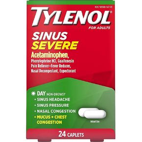 TYLENOL Sinus Congestion & Pain, Severe Caplets Daytime Non-Drowsy 24 EA (Pack of 3) in Kuwait