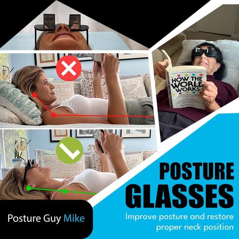 نظارات Posture Guy Mike المخصصة للأنا والقراءة ومشاهدة التلفزيون في السرير والاستلقاء واستخدام الهاتف الذكي والرسائل النصية والقراء الكسالى ونظارات المنشور in Kuwait