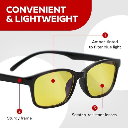Exerscribe Bluelight Gaming Glasses - Amber Tinted Blue Light Glasses for Men & Women - Night Lenses for Driving, Strain and Fatigue in Saudi Arabia
