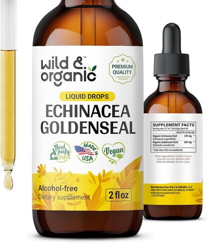 Echinacea Goldenseal Drops - Organic Echinacea Goldenseal Root Liquid Extract - Herbal Supplement - Vegan, Alcohol Free Tincture - 2 fl oz in Kuwait