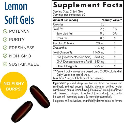 Nordic Naturals ProDHA Eye - Fish Oil, 360 mg EPA, 845 mg DHA, 20 mg FloraGLO Lutein, 4 mg Zeaxanthin, Support for Neurological Function and Long-Term Eye Health*, 120 Soft Gels in Saudi Arabia