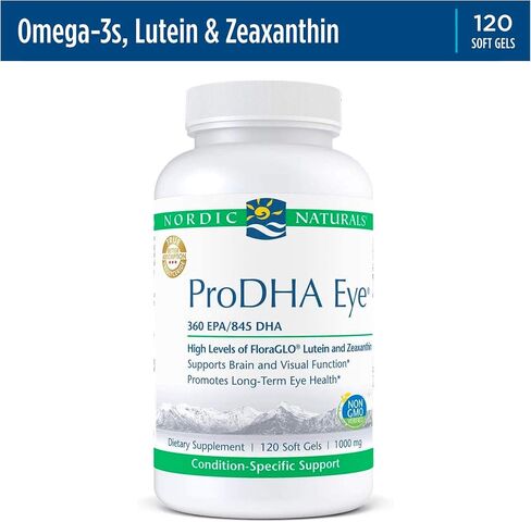 Nordic Naturals ProDHA Eye - Fish Oil, 360 mg EPA, 845 mg DHA, 20 mg FloraGLO Lutein, 4 mg Zeaxanthin, Support for Neurological Function and Long-Term Eye Health*, 120 Soft Gels in Saudi Arabia