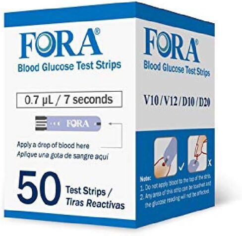 FORA V10 V12 D10 D20 PremiumV12 (غير متوافق مع Premium V10) شرائط اختبار الجلوكوز في الدم - 50 قطعة in Kuwait